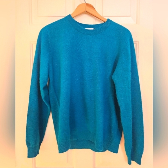 Vintage outlander  lambswool angora teal sweater size large winter cozy - Picture 1 of 8